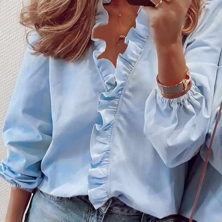 FREYA | BLUSE MIT RÜSCHEN UND V-AUSSCHNITT