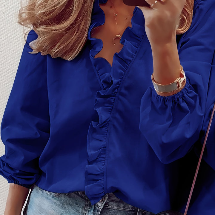 FREYA | BLUSE MIT RÜSCHEN UND V-AUSSCHNITT